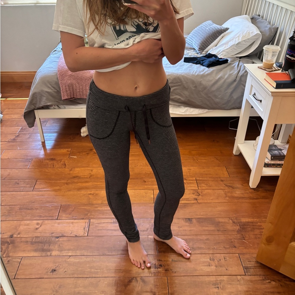 Vintage lululemon Striped Black and Gray Leggings